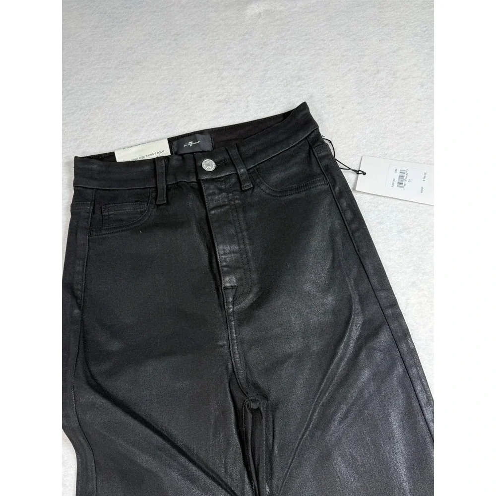 7 For All Mankind Womens jeans High Rise Coated Slim Bootcut Black Size 24 x 34